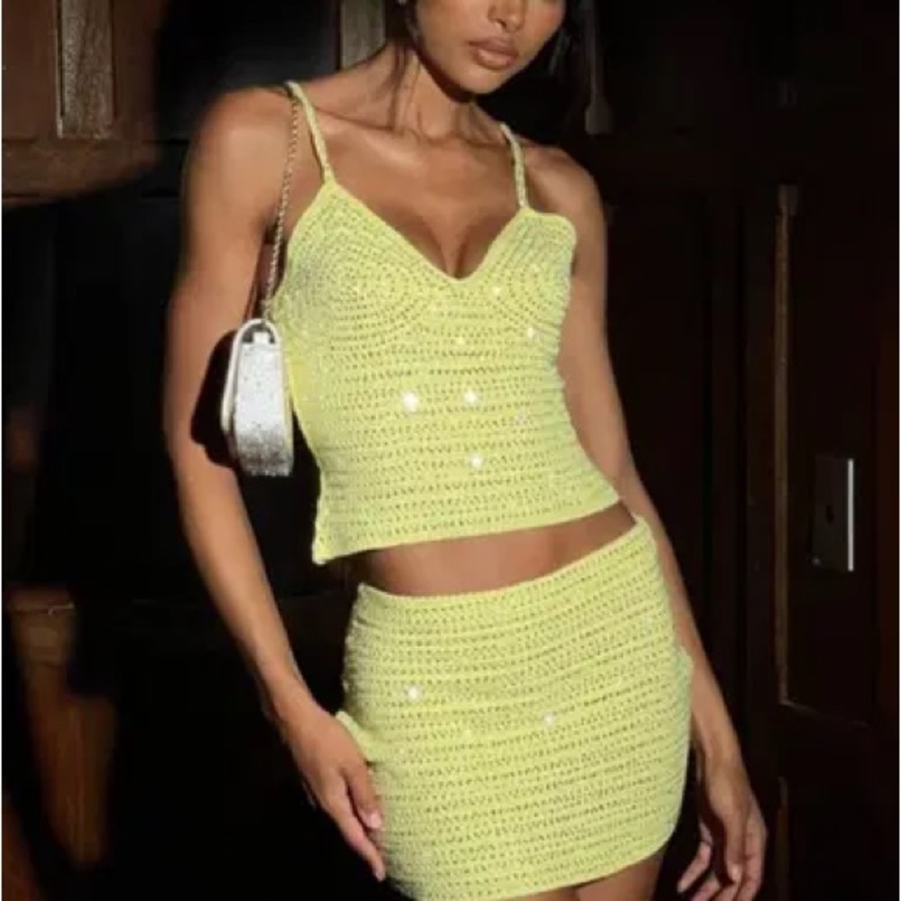 Meshki Yellow Embellished Skirt